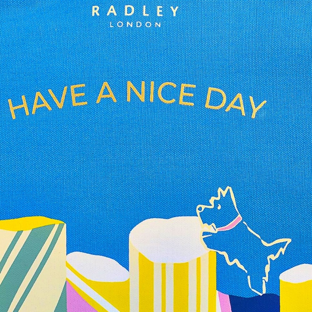 Radley London Large Zip Top Blue Tote Bag in Vibrant Azure Climbing Rocks - Picture 4 of 15